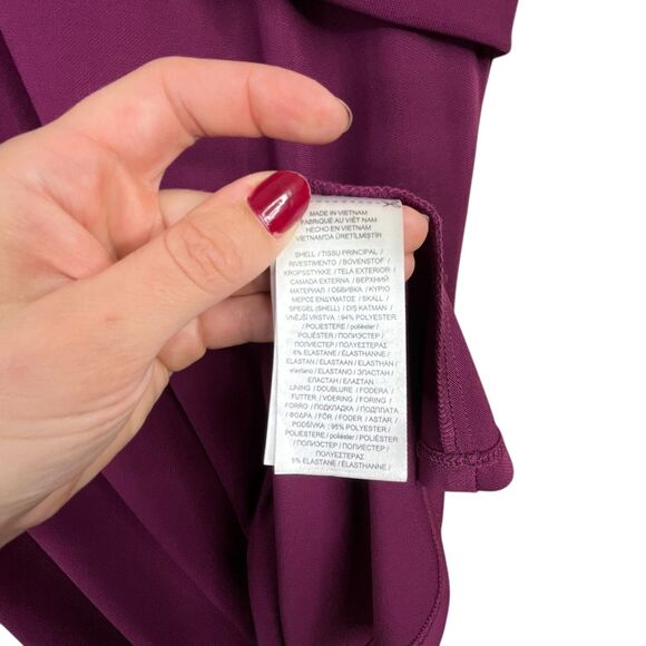 LAUREN Ralph Lauren Women's Twist-Front Jersey Dress Sz 16 Purple Midi A-Line - Picture 9 of 12